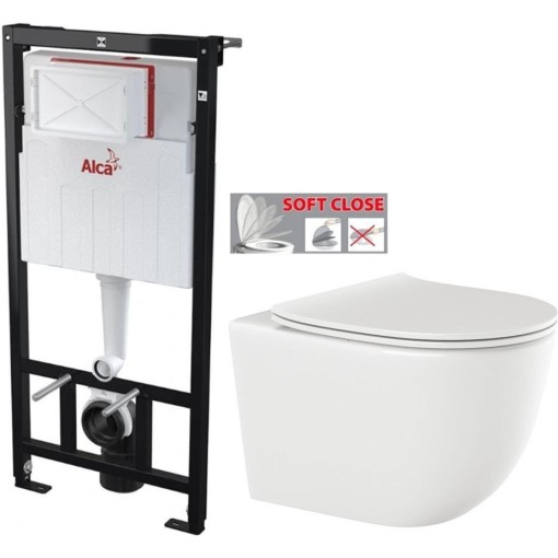 ALCA Sádromodul - předstěnový instalační systém bez tlačítka + WC INVENA TINOS  + SEDÁTKO AM101/1120 X NO1