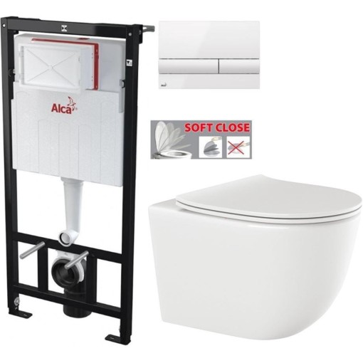 Předstěnový instalační systém s bílým tlačítkem M1710 + WC INVENA TINOS  + SEDÁTKO AM101/1120 M1710 NO1