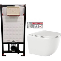 DEANTE Podomítkový rám, pro závěsné WC mísy bez tlačítka + WC INVENA TINOS  + SEDÁTKO CST_WC01 X NO1