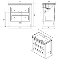 SAPHO - CROSS umyvadlová skříňka 85x81x47cm, 2x zásuvka, starobílá CR291