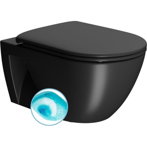 GSI - PURA ECO závěsná WC mísa, Swirlflush, 36x55cm, černá dual-mat 880726