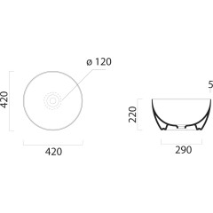 GSI - PURA keramické umyvadlo na desku vysoké, průměr 42cm, bílá ExtraGlaze 885211
