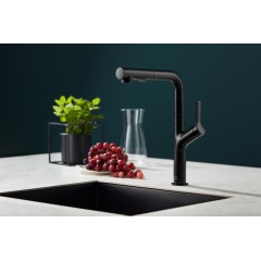 KFA - DUERO DESIGN dřezová baterie s otočnou vytahovací sprchou a přepínáním, černá 6623-220-81