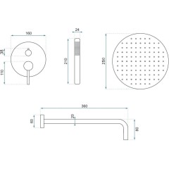 REA - Podomítkový sprchový set Lungo zlatá kartáčovaná + BOX REA-P4160