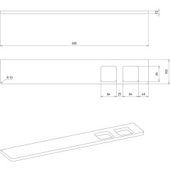 SAPHO - ABELINE polička + 2 sklenky, 600, rockstone, bílá mat AE602-0101-01