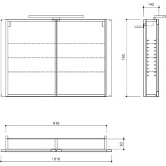 SAPHO - GRETA galerka s LED osvětlením, 101x70x14cm, bílá mat GR100-0031