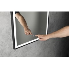AQUALINE - CORNA zrcadlo s LED osvětlením 60x80cm, dotykový senzor, stmívatelné, černá mat CN060