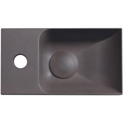 SAPHO - PICCOLINO betonové umývátko 30,8x17cm, baterie vlevo, tmavě hnědá mat PK30015