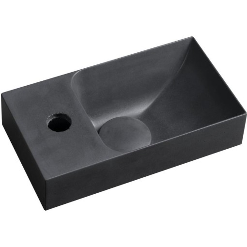 SAPHO - PICCOLINO betonové umývátko 30,8x17cm, baterie vlevo, antracit mat PK30016