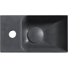 SAPHO - PICCOLINO betonové umývátko 30,8x17cm, baterie vlevo, antracit mat PK30016