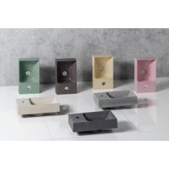 SAPHO - PICCOLINO betonové umývátko 30,8x17cm, baterie vlevo, antracit mat PK30016
