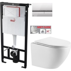 Předstěnový instalační systém s chromovým tlačítkem M1721 + WC INVENA LIMNOS /VÍROVÉ SPLACH/ WITH SOFT, včetně soft/close sedátka AM101/1120 M1721 LI1