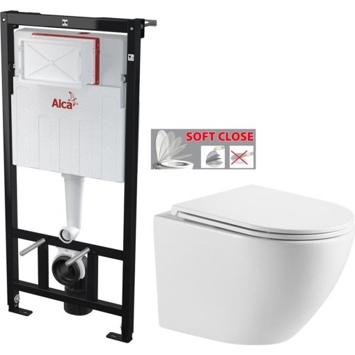 Předstěnový instalační systém bez tlačítka + WC INVENA LIMNOS /VÍROVÉ SPLACH/ WITH SOFT, včetně soft/close sedátka AM101/1120 X LI1