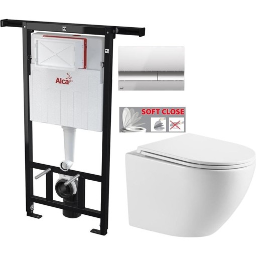 Předstěnový instalační systém s chromovým tlačítkem M1721 + WC INVENA LIMNOS /VÍROVÉ SPLACH/ WITH SOFT, včetně soft/close sedátka AM102/1120 M1721 LI1