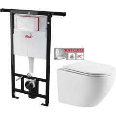 Předstěnový instalační systém bez tlačítka + WC INVENA LIMNOS /VÍROVÉ SPLACH/ WITH SOFT, včetně soft/close sedátka AM102/1120 X LI1