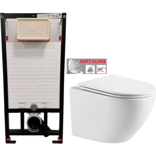 DEANTE Podomítkový rám, pro závěsné WC mísy bez tlačítka + WC INVENA LIMNOS /VÍROVÉ SPLACH/ WITH SOFT, včetně soft/close sedátka CST_WC01 X LI1