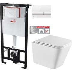 Předstěnový instalační systém s bílým tlačítkem M1710 + WC INVENA FLORINA /VÍROVÉ SPLACH/ WITH SOFT, včetně soft/close sedátka AM101/1120 M1710 FL1