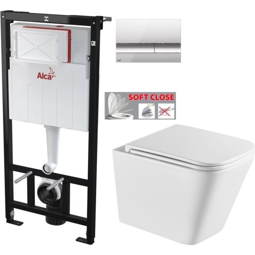 Předstěnový instalační systém s chromovým tlačítkem M1721 + WC INVENA FLORINA /VÍROVÉ SPLACH/ WITH SOFT, včetně soft/close sedátka AM101/1120 M1721 FL1