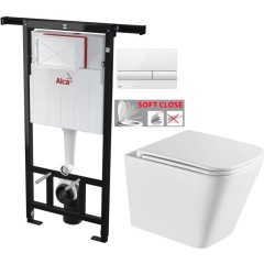 Předstěnový instalační systém s bílým tlačítkem M1710 + WC INVENA FLORINA /VÍROVÉ SPLACH/ WITH SOFT, včetně soft/close sedátka AM102/1120 M1710 FL1