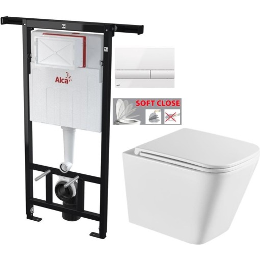 Předstěnový instalační systém s bílým tlačítkem M1710 + WC INVENA FLORINA /VÍROVÉ SPLACH/ WITH SOFT, včetně soft/close sedátka AM102/1120 M1710 FL1