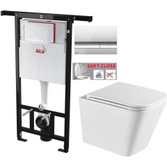 Předstěnový instalační systém s chromovým tlačítkem M1721 + WC INVENA FLORINA /VÍROVÉ SPLACH/ WITH SOFT, včetně soft/close sedátka AM102/1120 M1721 FL1