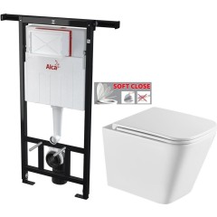 Předstěnový instalační systém bez tlačítka + WC INVENA FLORINA /VÍROVÉ SPLACH/ WITH SOFT, včetně soft/close sedátka AM102/1120 X FL1