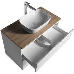 AQUALINE - ALTAIR skříňka s deskou 87,5 cm, bílá/dub emporio AI290-02
