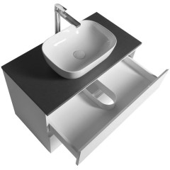 AQUALINE - ALTAIR skříňka s deskou 87,5 cm, bílá/antracit břidlice AI290-03