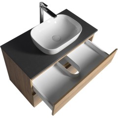 AQUALINE - ALTAIR skříňka s deskou 87,5 cm, dub emporio/antracit břidlice AI390-02