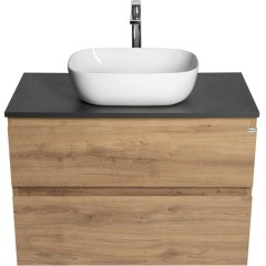 AQUALINE - ALTAIR skříňka s deskou 87,5 cm, dub emporio/antracit břidlice AI390-02