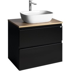 AQUALINE - ALTAIR skříňka s deskou 68 cm, černá mat/dub emporio AI670-01