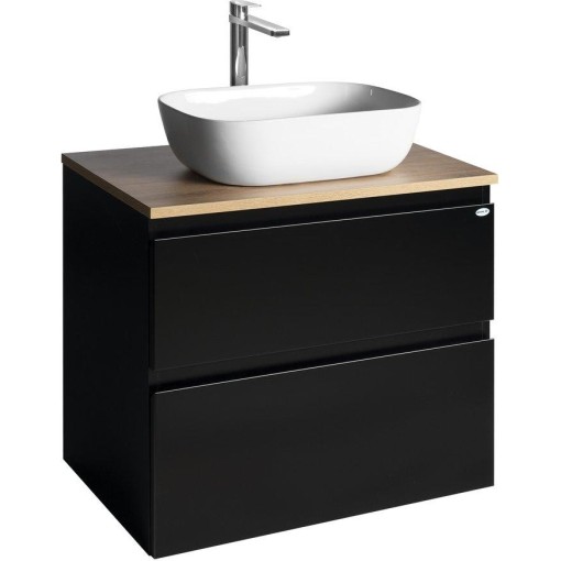 AQUALINE - ALTAIR skříňka s deskou 68 cm, černá mat/dub emporio AI670-01