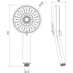 SAPHO - Ruční masážní sprcha, 3 režimy sprchování + režim oplach, silikon trysky, průměr 120, ABS/černá mat 1204-51B