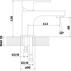 Bruckner - SIEGER stojánková umyvadlová baterie, výška 126, chrom 914.001.1