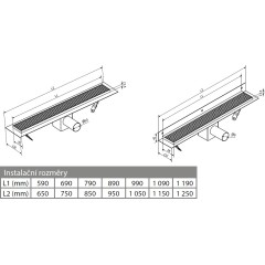 GELCO - MANUS QUADRO nerezový sprchový kanálek 850x130x55 GMQ34 GMQ34