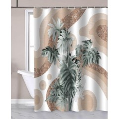 AQUALINE - Sprchový závěs 180x180cm, polyester, palma ZP016