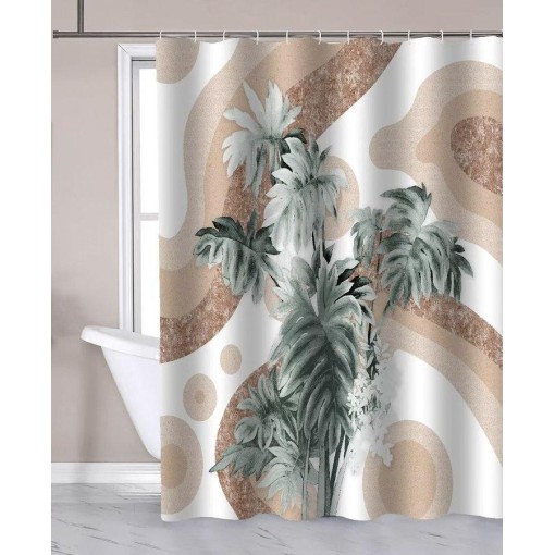 AQUALINE - Sprchový závěs 180x180cm, polyester, palma ZP016