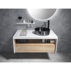 SAPHO - ABELINE polička, sklenka + dávkovač/černá, 500, rockstone, bílá mat AE502-0101-03