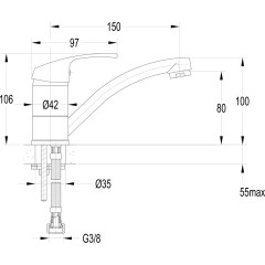 AQUALINE 35 umyvadlová baterie s otočnou hubicí, ECO kartuše, chrom 52196-01