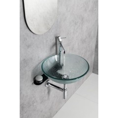 SAPHO - RIPPLE skleněné umyvadlo na desku Ø 42cm, čirá s motivem 2501-18