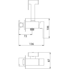 AQUALINE - Podomítková bidetová baterie se Stop sprškou, hadice 1,2m, kulatá, chrom SK302