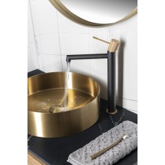 SAPHO - SOLARIS stojánková umyvadlová baterie vysoká, černá/zlato mat WD006G