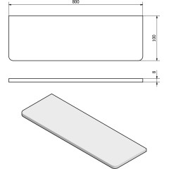 SAPHO - Polička 800x100x8, mléčné sklo 22484