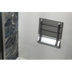 AQUALINE - RAVO sklopné sedátko do sprchového koutu 32x32,5cm, WPC, šedá AE236GR