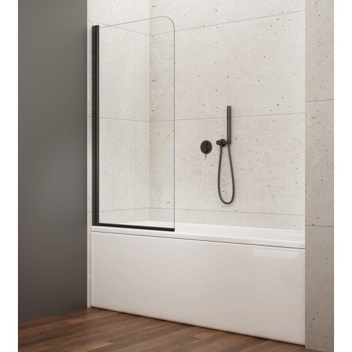 AQUALINE - VILMA vanová zástěna 600x1400, černá, čiré sklo AQ6014B
