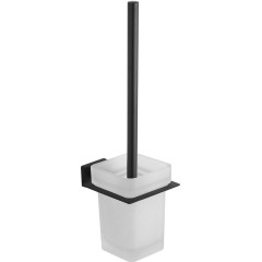 AQUALINE - APOLLO WC štětka závěsná, mléčné sklo, černá mat 1416-08B