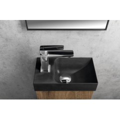 SAPHO - PICCOLINO betonové umývátko 30,8x17cm, baterie vlevo, antracit mat PK30016
