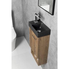 SAPHO - PICCOLINO betonové umývátko 30,8x17cm, baterie vlevo, antracit mat PK30016