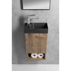 SAPHO - PICCOLINO betonové umývátko 30,8x17cm, baterie vlevo, antracit mat PK30016