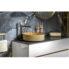 SAPHO - SOLARIS stojánková umyvadlová baterie vysoká, černá/zlato mat WD006G